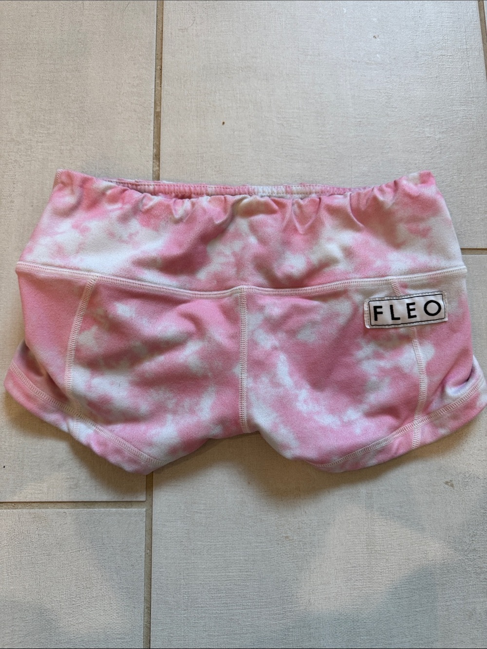 Fleo Pink and White Tie-Dye Athletic Shorts
